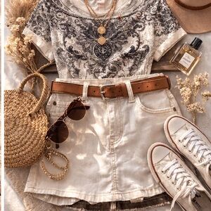 SONOMA Cotton Skort Cream White 10 Golf Tennis Core Preppy Stretch